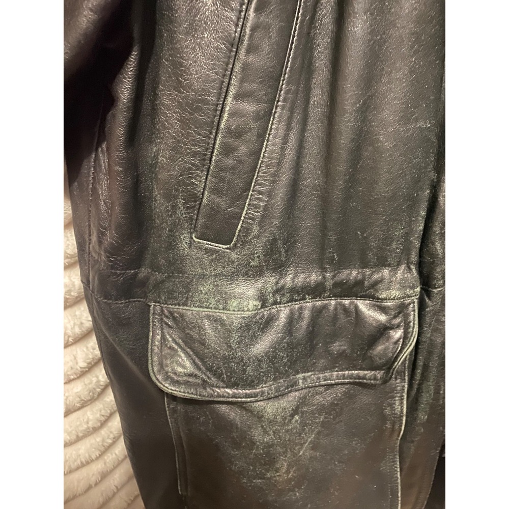 Wilson's Leather Men's Black Leather Coat Large Thinsulate Zip Out Liner Winter - Picture 5 of 15